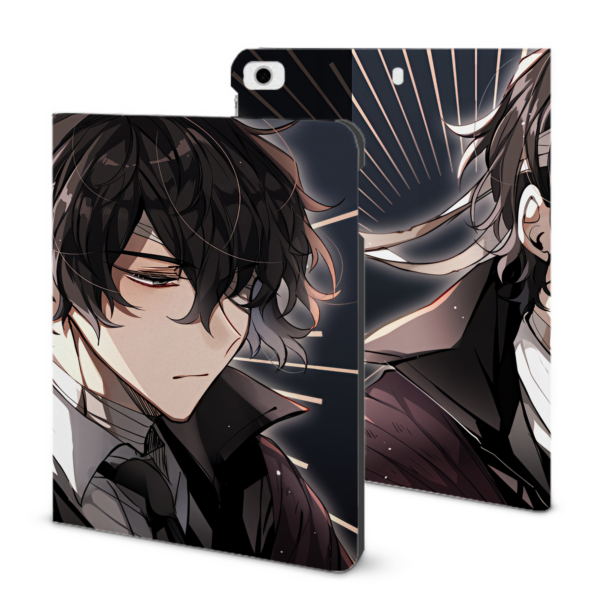 （画像用） 文豪ストレイドッグス Bungo Stray Dogs IPad ケース ブック型 PUレザー TPU 耐衝撃 軽量 薄型 ペン収納なし 全面保護 IPad 各モデル対応